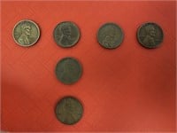 (6) Lincoln Head Wheat Pennies including (3) VDB