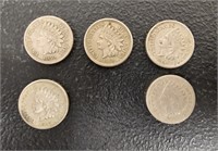 (5) Indian Head Wheat Pennies - (2) 1859 / (1)