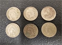 (6) 1862 Indian Head Pennies - Appear Circulated &