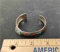 Navajo Sterling Bracelet w Turquoise Stones- Tape