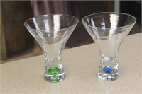 Lot of 2 Art Glass Cups