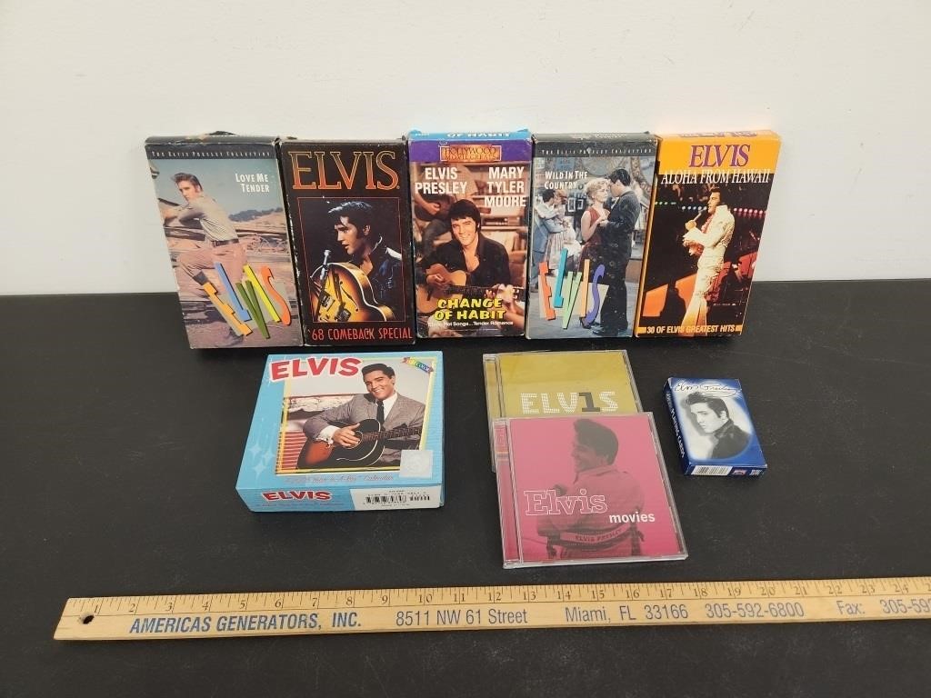 Elvis Collectibles- VHS, CDs, Playing Cards
