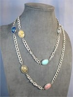 C. Pollack Sterling Multi Color Stone Necklace