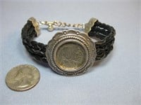 C. Pollack Sterling 1935 Buffalo Head Bracelet