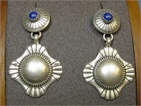 Sterling Silver Lapis Luzuli Earrings Hallmarked