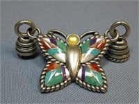 C. Pollack S.S. Inlay MultiStone Butterfly Pendant