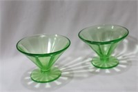 A Pair of Vaseline Glass Cups