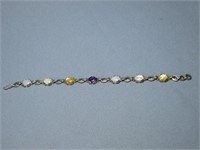 Sterling Silver Multi Stone Bracelet Hallmarked