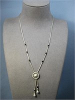 Liquid Silver Necklace W/Beads