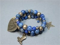 Carolyn Pollack S.S. Blue Charm Wrap Bracelet