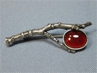 Carolyn Pollack Sterling Silver W/Amber Stone Pin