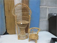 2 Rattan Doll Chairs