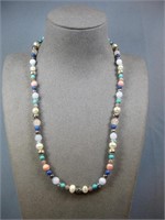 S.S. Multi Color Beaded Necklace Hallmarked