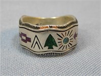 C. Pollack N/A Style Sterling Silver Inlay Ring