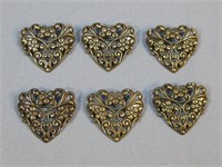 Six Carolyn Pollack Sterling Silver Heart Pins