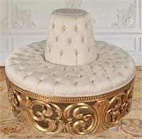 Gold Rococo Circular Cream Settee