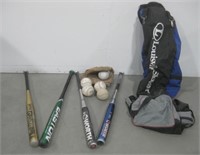 Various Baseballs, Bats, Gloves & Bags