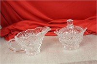 Lot of Two Pressed Glass Sugar and Creamer