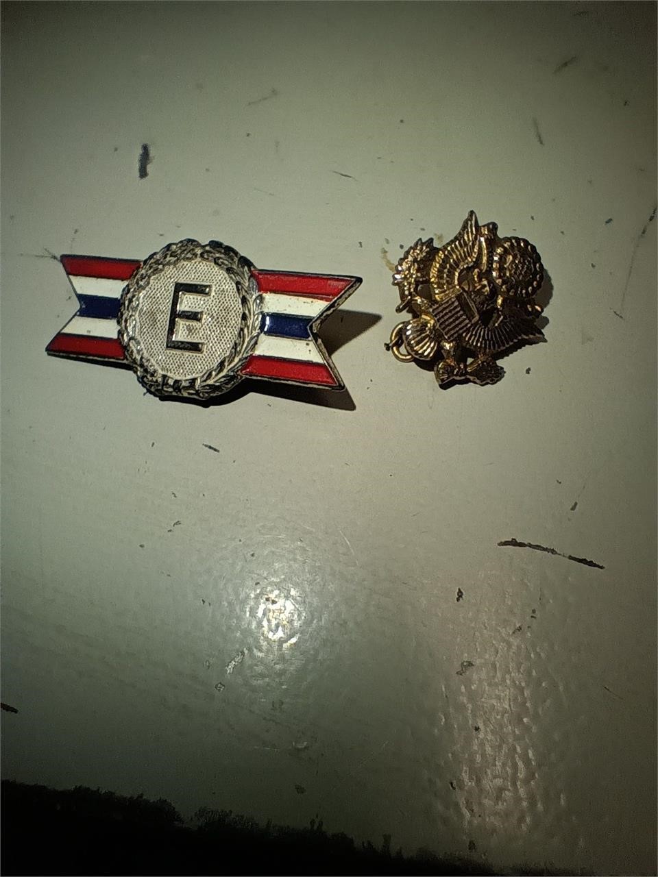 Gold Toned Lot of 2 Military Lapel Pins