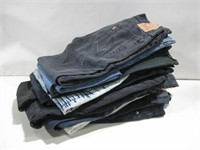 Sixteen Pair Of Assorted Jeans Largest 34x 30
