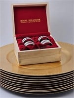 Set of Chargers & Pewter Napkin Rings
