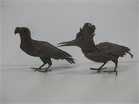 Two Metal Bird Sculptures Tallest  6.5"