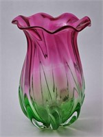 Cranberry & Green Glass Vase