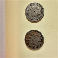 early US five cents coins x2