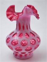 Cranberry & Opaque Vase