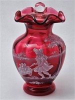Fenton Mary Gregory Style LE Vase