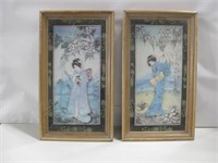 Two 14"x 24" Framed Asian Art Decor