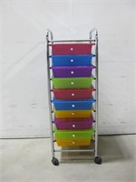 38"x 13"x 16" Tall Rolling 9 Drawer Cart See Info