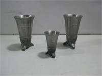 Three Vtg Pewter Horse Show Award Cups Tallest 5"