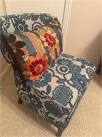 Upholstered Side Chair Blue/White