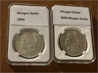 (2) 1890 MORGAN SILVER DOLLARS