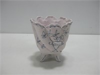 Vtg 6" Tall Footed Pottery Vase Signed