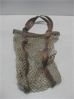Vtg Fishnet Leather Shoulder Bag/Fish Bag 21" Long