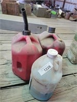 (2) 2 Gal Plastic Gas Cans and More