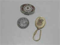 Vtg Key Chain, Trinket Box & A Coin