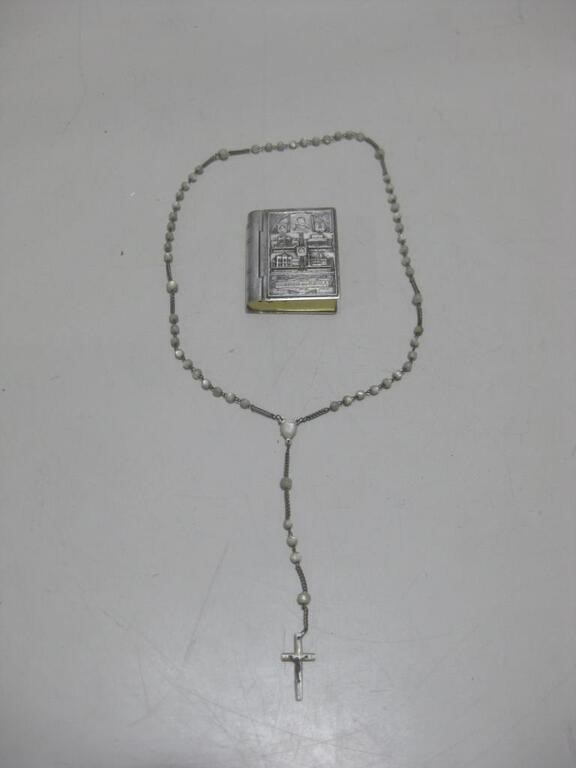 2.5"x 2"x .5" Religious Trinket Box W/Rosary