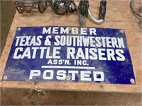 Metal Cattle Raisers Sign  20" x 10"