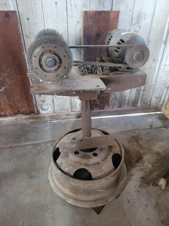 Bench Grinder on Stand With Wire Brushes - Works