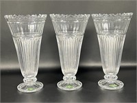 3 Shannon Crystal Catrina Vases by Godinger