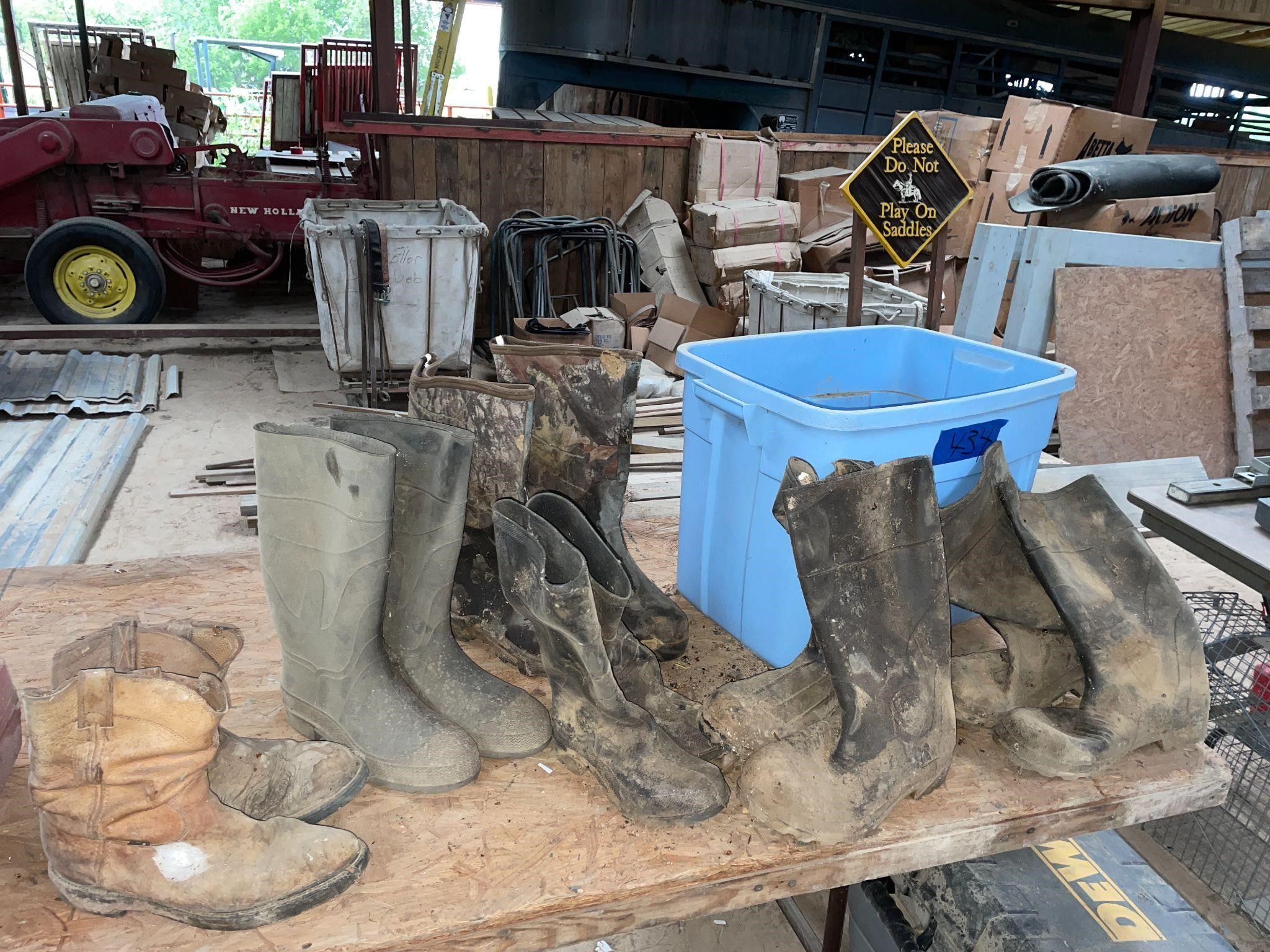 Tub of Rubber Boots (1 pair is Muck brand)