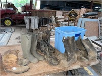 Tub of Rubber Boots (1 pair is Muck brand)