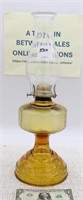 P&A RISDON AMBER GLASS OIL LAMP