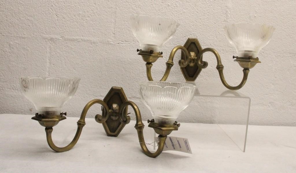 PAIR VINTAGE WALL SCONCE LIGHTS WITH SHADES