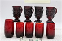 (9) PIECES OF RUBY RED GLASS