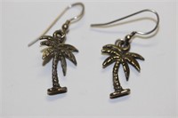 A Pair of Palm Tree Motif Sterling Earrings