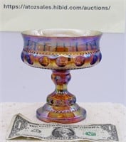 1970'S INDIANA GLASS CARNIVAL GLASS COMPOTE